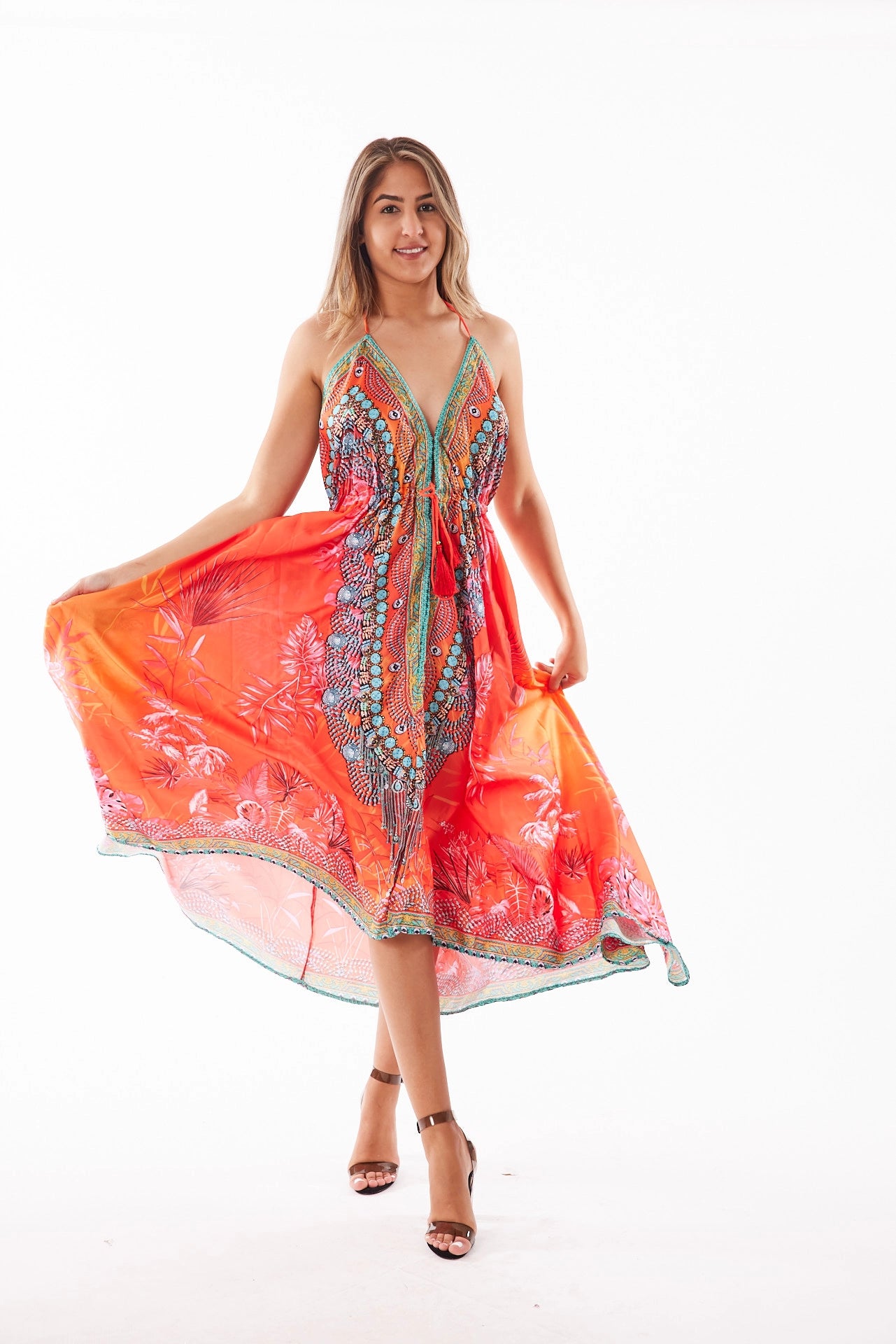 678 Vestido Hawaii rosa coral