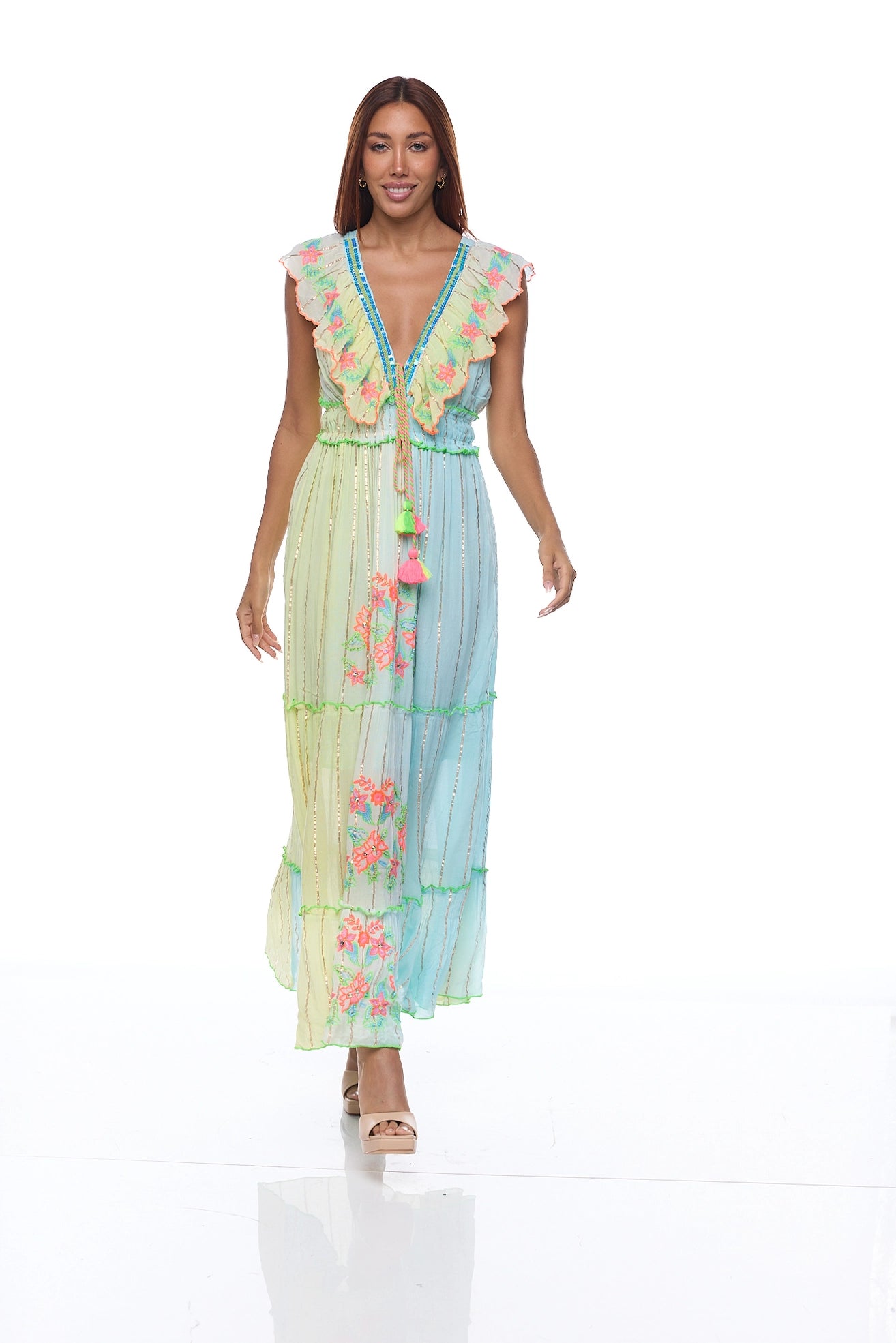 Vestido de algodón con encaje R-105