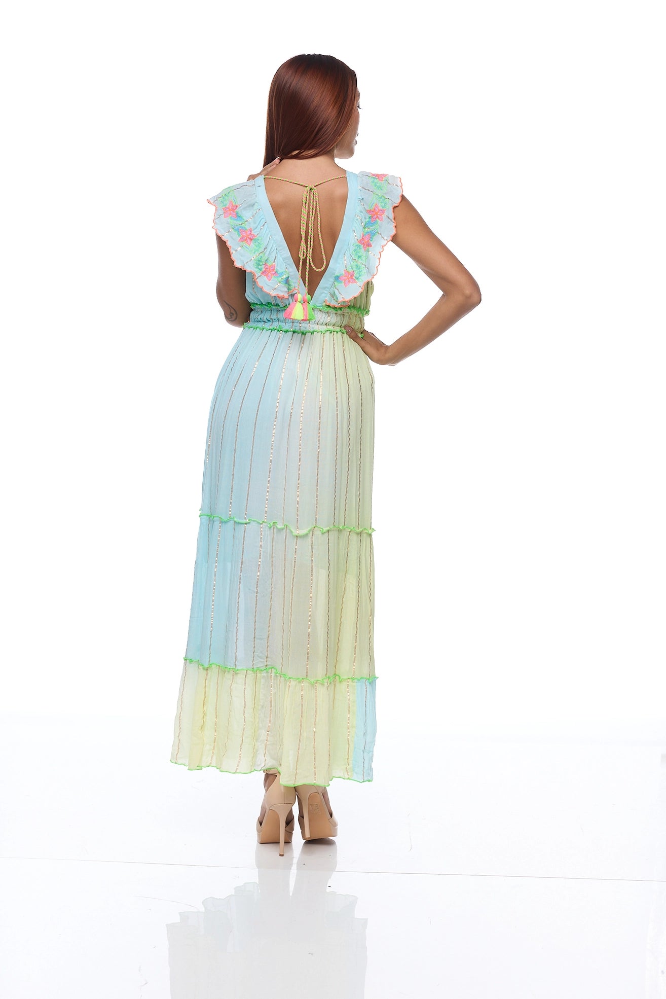 Vestido de algodón con encaje R-105